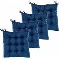 Anna's Collection Stoelkussen gewatteerd - 6x - donkerblauw - 38 x 38 cm - binnen/buiten