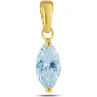 New Bling 9NBSAM-G230075 Gouden Hangertje met Zirkonia Steentje - Ovaal - Licht Blauw - 7x5mm - 14 Karaat - Goud