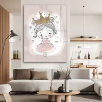 MuchoWow Glasschilderij 120x160 cm - Schilderij acrylglas - Prinses - Jurk - Hartjes - Kinderen - Meisje - Foto op glas - Schilderijen