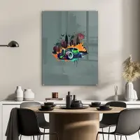 MuchoWow Glasschilderij - Foto op glas - New York - Auto - Verf - Retro - Glasschilderij New York - 60x80 cm