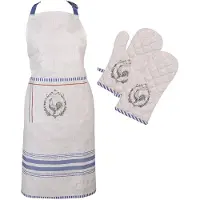 Clayre & Eef Keukenschort en ovenwant set van 3