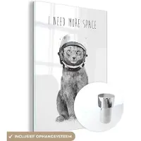 MuchoWow Glasschilderij 90x120 cm - Schilderij acrylglas - Quote - Kat - Astronaut - Dieren - Foto op glas - Schilderijen