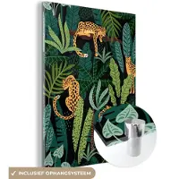 MuchoWow Glasschilderij 120x160 cm - Schilderij acrylglas - Jungle - Panter - Patronen - Jongens - Meiden - Planten - Foto op glas - Schilderijen