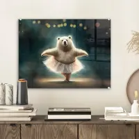 MuchoWow Glasschilderij 40x30 cm - Schilderij acrylglas - IJsbeer - Rok - Ballet - Portret - Dieren - Kids - Foto op glas - Schilderijen