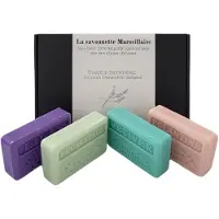 Savon De Marseille Zeep brievenbuscadeau: Lilas, Vetiver, Eglantine, Eucalyptus - - cadeaupakket