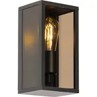 QAZQA Buiten wandlamp zwart met smoke glas 26 cm IP44 - Charlois