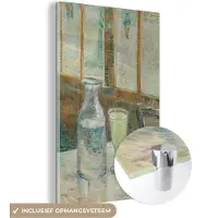 MuchoWow Glasschilderij 100x150 cm - Schilderij acrylglas - Cafétafel met absint - Vincent van Gogh - Foto op glas - Schilderijen