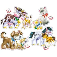 Castorland Dieren met Kleintjes, 4-delig puzzel (4+5+6+7 stukjes) - B-04218-2