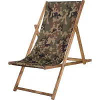 Springos Houten Ligstoel | Strandstoel | Ligstoel | Verstelbaar | Beukenhout | Handgemaakt | Leger Groen
