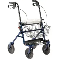 Multimotion Inklapbare / opvouwbare rollator Blauw - Inclusief dienblad, stokhouder en mandje