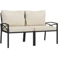 vidaXL Tuinstoelen met zandkleurige kussens 2 st 62x75x79 cm staal