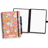 Bambook Floral uitwisbaar notitieboek - Summer - A5 - Geruite pagina's - Duurzaam, herbruikbaar whiteboard schrift - Met 1 gratis stift