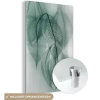 MuchoWow Glasschilderij natuur - Bladeren - Stilleven - Groen - Glazen plaat - Woondecoratie - Slaapkamer decoratie - Glasschilderijen - Foto op glas - 120x180 cm - Glasplaat - Wanddecoratie glas