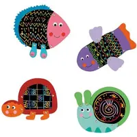 Djeco krastekeningen voor de kleintjes Scratch the funny animals