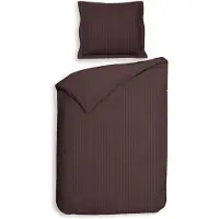 Heckett & Lane Heckettlane Dekbedovertrek Banda - Bedlinnen met Strepen - 200x200-220 cm - Tweepersoons - Bruin - Dekbedovertrek van 100% Katoen-Satijn