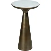Starfurn Bijzettafel Essy White marble | 38 cm (Goud, 38x38x60 diameter: 38cm)