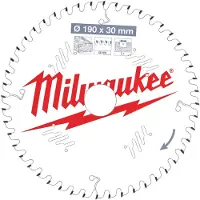 Milwaukee CIRKELZAAGBLAD HOUT 190 X 30 X 2,1 THIN KERF ATB 48T +10ø