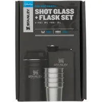 Stanley Adventure Pre-Party Shotglazen & Heupfles Set - RVS - BPA Vrije Borrelglazen & Zakflacon - Makkelijk Opstapelen & Opbergen - Vaatwasserbestendig - Matte Black Pebble