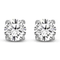 New Bling 9NBG-0429 Witgouden Oorknopjes met Zirkonia - 3mm Doorsnee - 4 Pootjes Chatonzetting - 14 Karaat - Witgoud