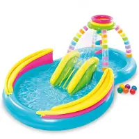 Intex Inflatable Pool Rainbow Games With Slide 206l 2.95x1.91x1.09 Cm Veelkleurig Kinderen