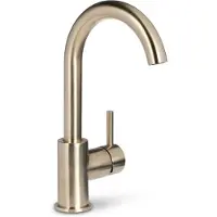 BLUE LABEL Brondby XL Wastafelkraan Hoog C-uitloop - Geborsteld Goud PVD - Zonder Waste - Messing - Kranen, Wastafelkranen, Opbouw Wastafelkranen
