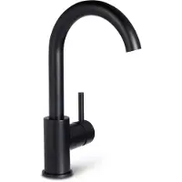 BLUE LABEL Brondby XL Wastafelkraan Hoog C-uitloop - Mat Zwart - Zonder Waste - Messing - Kranen, Wastafelkranen, Opbouw Wastafelkranen
