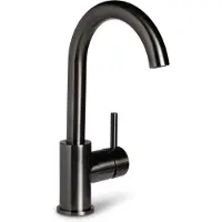BLUE LABEL Brondby XL Wastafelkraan Hoog C-uitloop - Geborsteld Gunmetal PVD - Zonder Waste - Messing - Kranen, Wastafelkranen, Opbouw Wastafelkranen