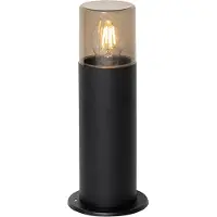 QAZQA Staande buitenlamp zwart met smoke kap 30 cm IP44 - Odense