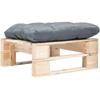 vidaXL Tuinpoef met grijs kussen pallet hout naturel