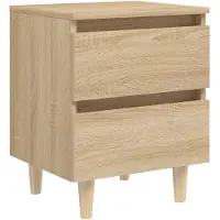 vidaXL Nachtkastje met houten poten 40x35x50 cm sonoma eikenkleurig
