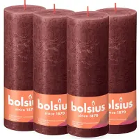 Bolsius Stompkaarsen Shine 4 st rustiek 190x68 mm fluweelrood