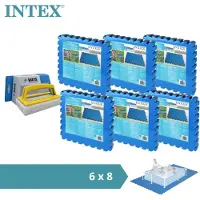 Intex - Zwembadtegels - 6 verpakkingen van 8 tegels - 12m² & WAYS scrubborstel
