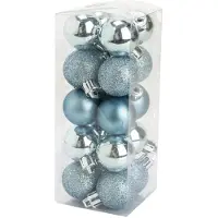 Cosy & Trendy 20x stuks kleine kunststof kerstballen ijsblauw 3 cm mat/glans/glitter - Kerstbal