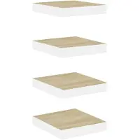 vidaXL Wandschappen zwevend 4 st 23x23,5x3,8 cm MDF eikenkleurig wit
