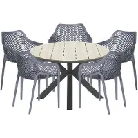 Garden Impressions Air XL tuinset 6-delig donker grijs - Tulli tuintafel Ø148x75 cm light teak look