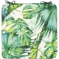 Anna's Collection Stoelkussen monstera - wit/groen - 40 x 40 cm - tuinstoelkussens