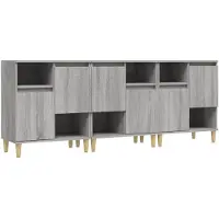 vidaXL Dressoirs 3 st 60x35x70 cm bewerkt hout grijs sonoma eikenkleur