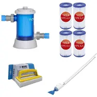 Bestway - Zwembadstofzuiger AquaCrawl & Filterpomp 5678 liter per uur & 4 filterpatronen type III & WAYS schuurborstel