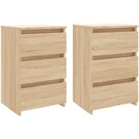 vidaXL Nachtkastjes 2 st 40x35x62,5 cm bewerkt hout sonoma eikenkleur