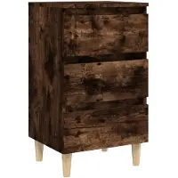 vidaXL Nachtkastje met houten poten 40x35x69 cm gerookt eikenkleurig