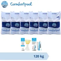 Comfortpool Verpakking met zwembadpekel - 120 kg (6 x 20 kg) & WAYS reparatieset en teststrips