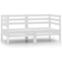 vidaXL Tuinset, 2-zits, wit, grenenhout, massief