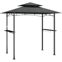 vidaXL Grillpaviljoen met zijplanken, antraciet, 240x150x243 cm, staal