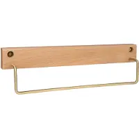 QUVIO Handdoekhouder - Hout en metaal - Lichtbruin