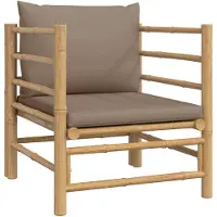 vidaXL Tuinbank met kussens bamboe taupe