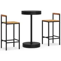 vidaXL 3-delige Tuinbarset poly rattan en massief acaciahout zwart
