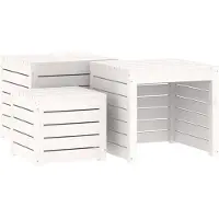 vidaXL 3-delige Tuinboxset massief grenenhout wit