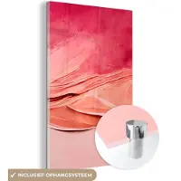 MuchoWow Glasschilderij 120x180 cm - Schilderij acrylglas - Abstract - Roze - Pastel - Vormen - Foto op glas - Schilderijen