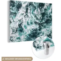 MuchoWow Glasschilderij 160x120 cm - Schilderij acrylglas - Zee - Blauw - Natuur - Water - Foto op glas - Schilderijen