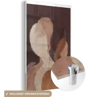 MuchoWow Glasschilderij 120x180 cm - Schilderij acrylglas - Mensen - Abstract - Bruin - Kunst - Foto op glas - Schilderijen